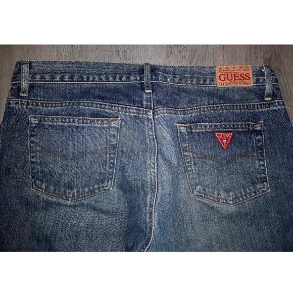 Vintage Guess Boot Cut Flared Jeans Size 29 Distressed Denim Wide Leg Retro - Picture 5 of 7